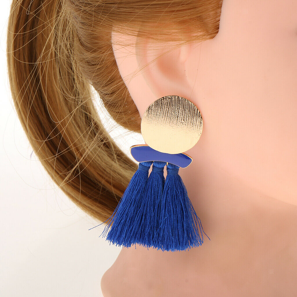 Fashion Statement Tassel Drop Earrings for Women Girl Wedding Bohemian Blue