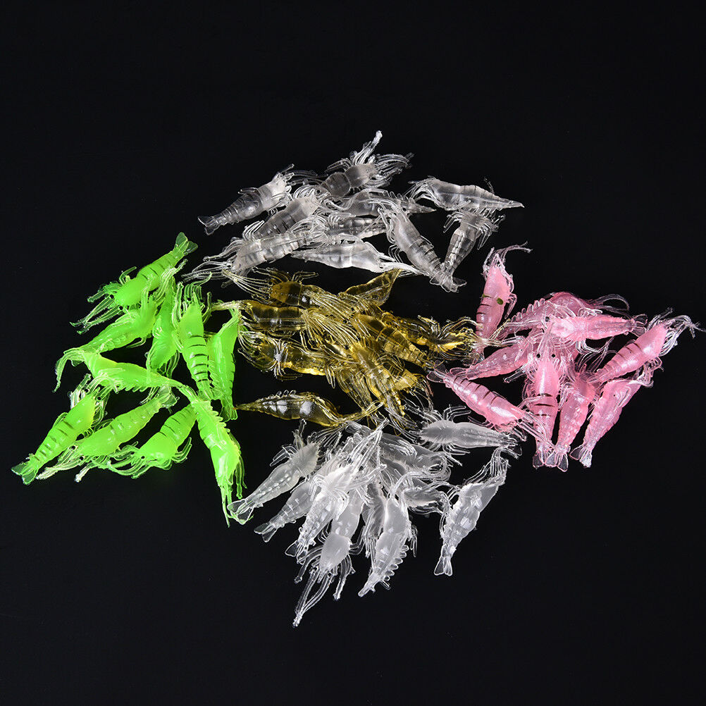 10pcs 4.8cm Shrimp Soft Prawn Tackle Bait Saltwater Bass Fishing Lure  Hook XC