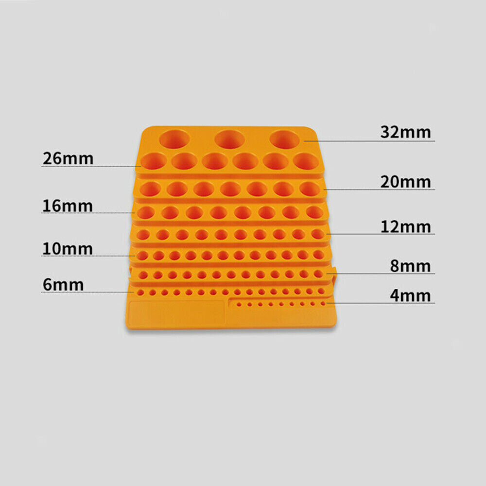 Round Yellow Plastic Drill Bit Storage Case Rotary Tool Rack Saving Space