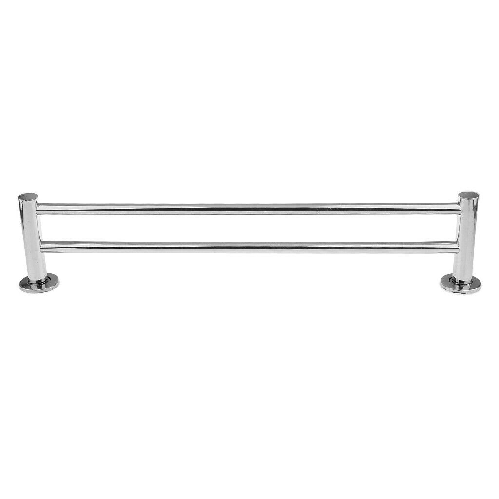 Bathroom 56cm Stainless Steel Round Double Towel Rail Rack Bar Holder Chrome