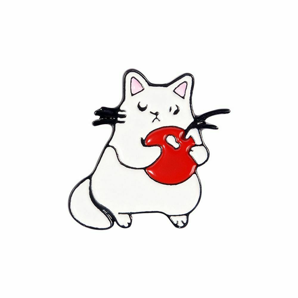 Cute Animal Fashion Jewelry Lapel Badge Cartoon Brooch White Cat Enamel Pins