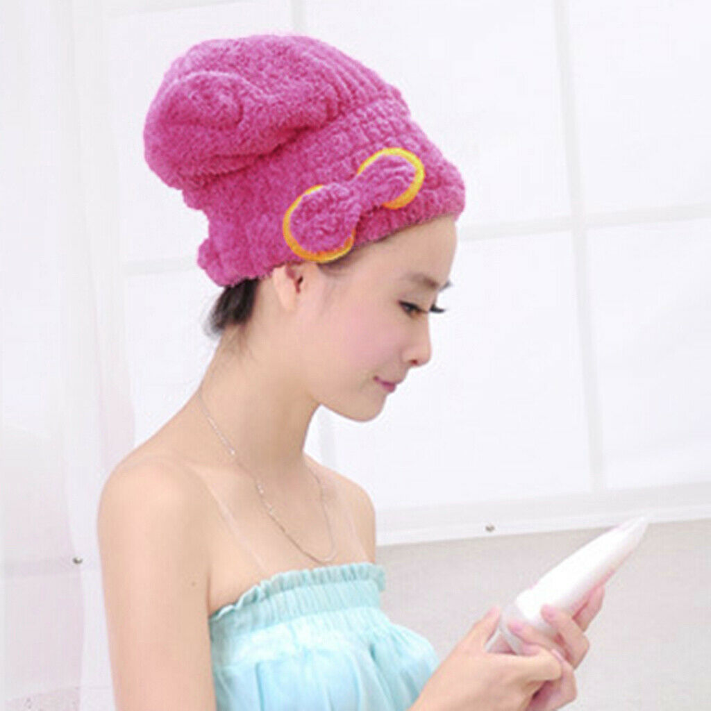 Dry Hair Hat Microfiber Hair Turban Quickly Shower Bath Caps Wrapped Red