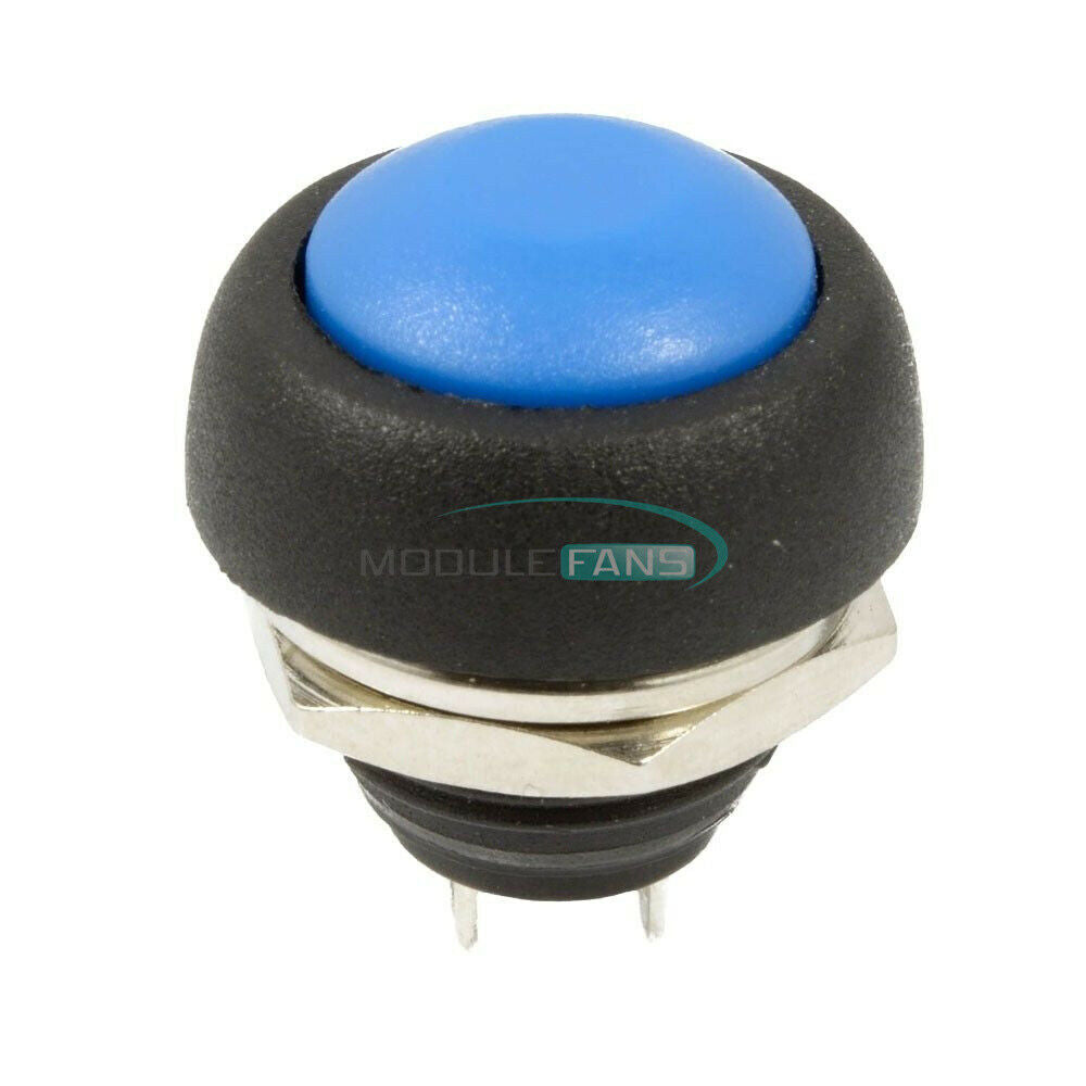 2PCS Blue 12mm Mini Waterproof Momentary ON/OFF Push Button Round Switch