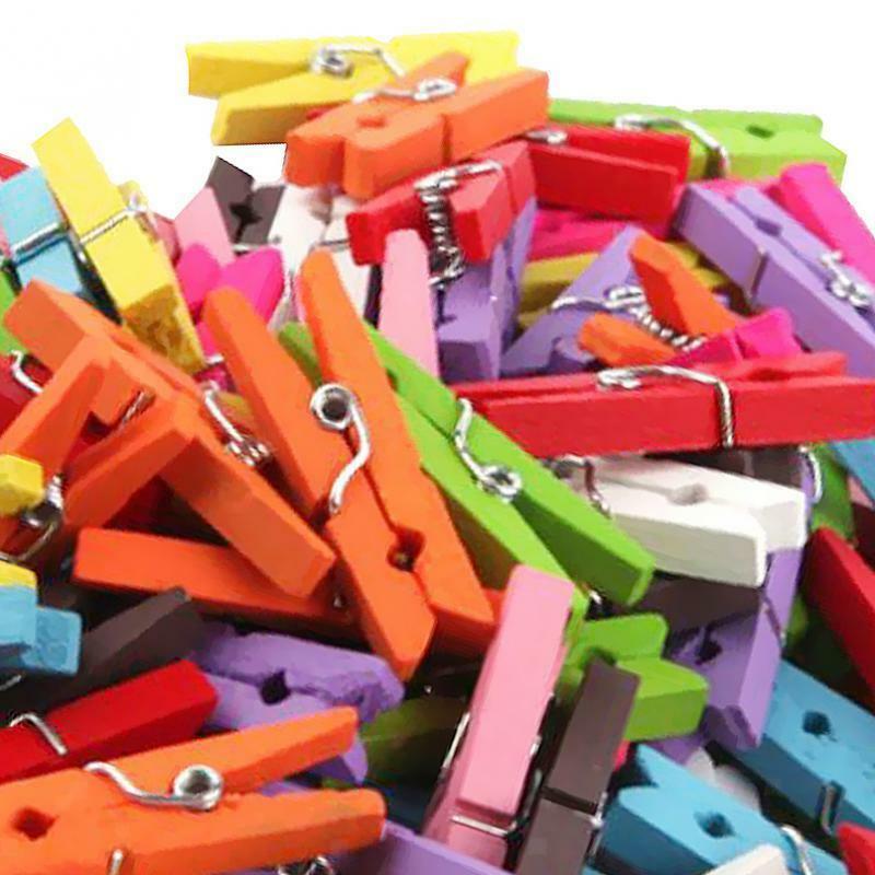 50x Mix Wooden Mini Pegs Craft Photo Hanging Spring Clips 2.5cm Clothespins