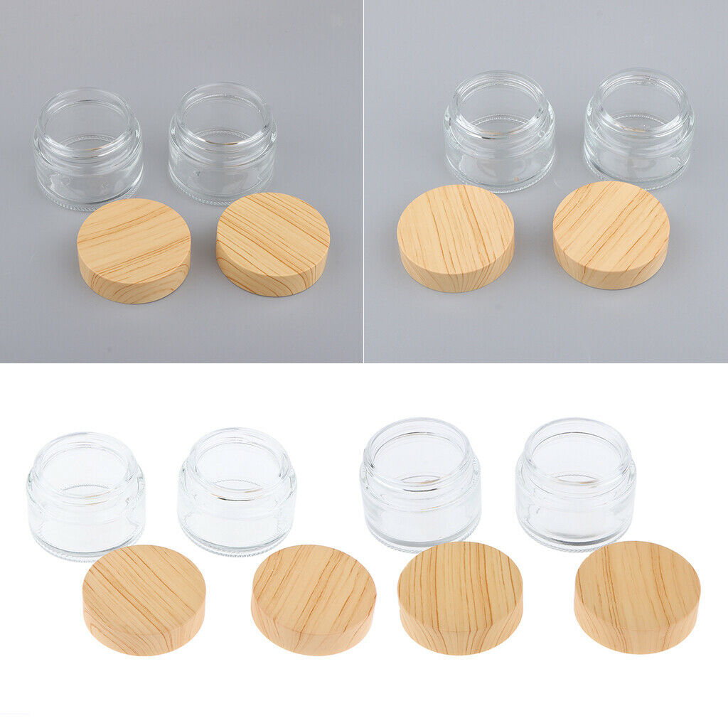 30g + 50g,Empty,Frosted Glass Pot Jars,Cosmetic Containers,4pcs