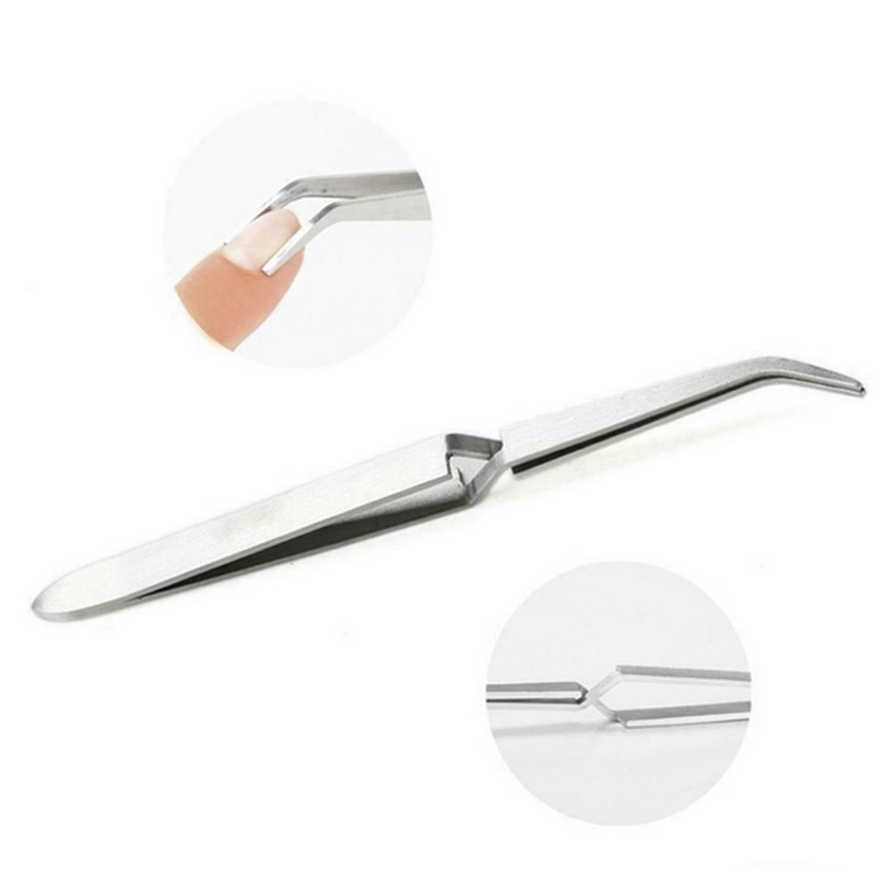 1pc Stainless Steel Nail Art Shaping Tweezer Clip for UV Gel Manicure Tool @