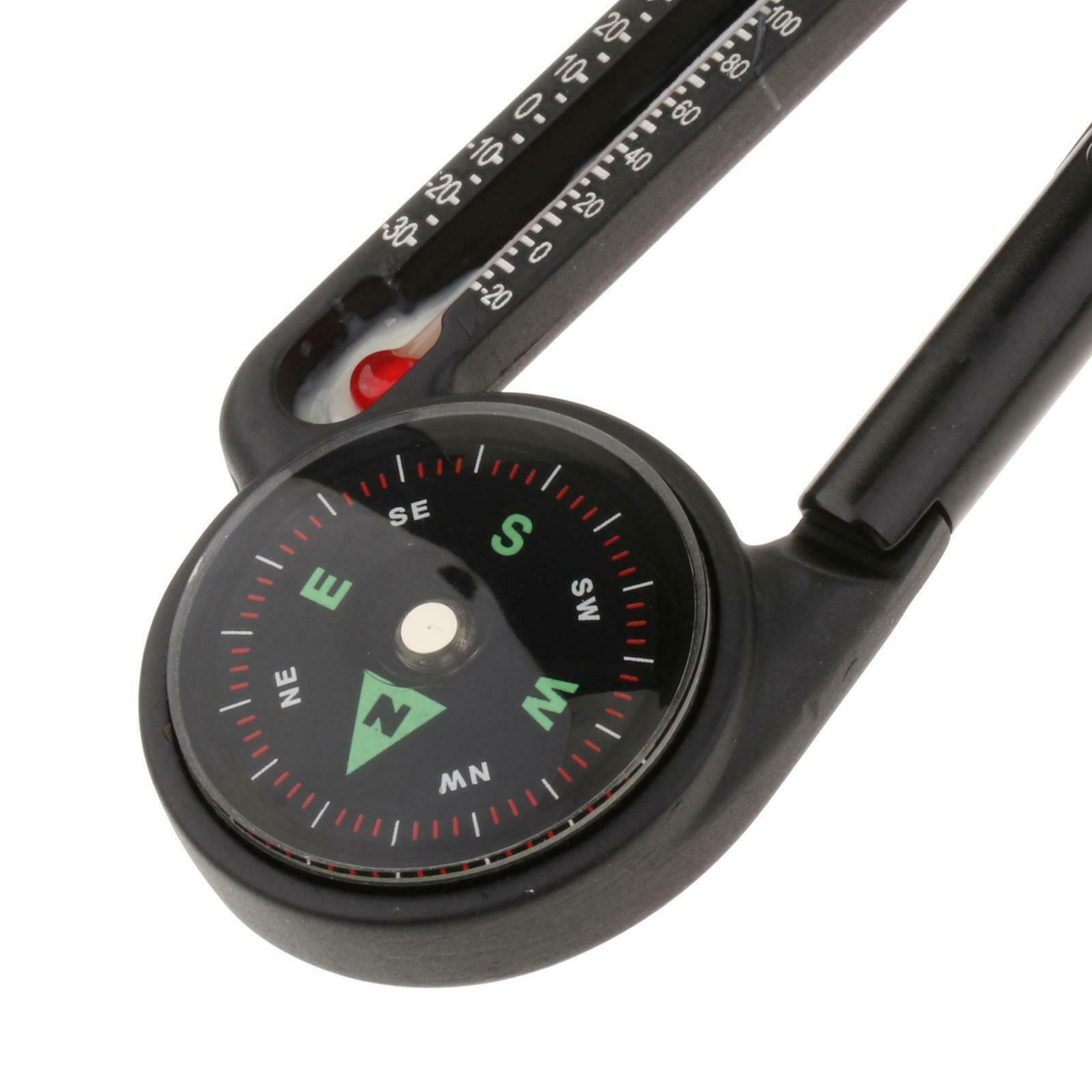 Mini Trekking Compass Key Chain w / Thermometer Carabiner Clip