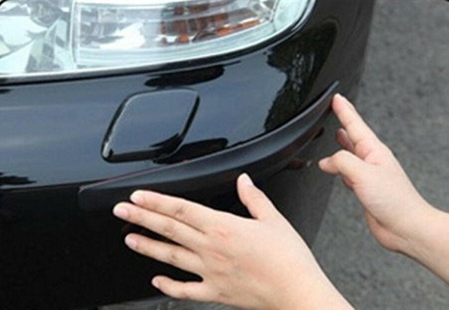 2x Black Carbon Fiber Texture Anti-rub Protector Car SUV Bumper Edge Guard Strip