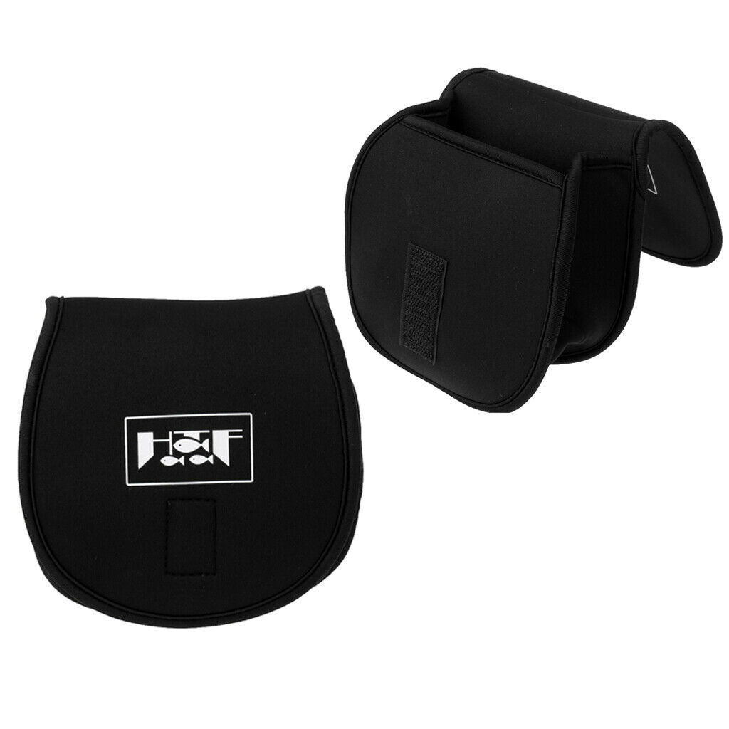 4x Neoprene Fishing Reel Bag Shockproof Cover Storage Sleeve - Black
