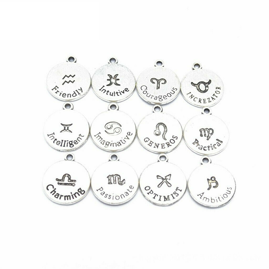 Wholesale 24 Delicate 12 Zodiac Charm Beaded Pendant