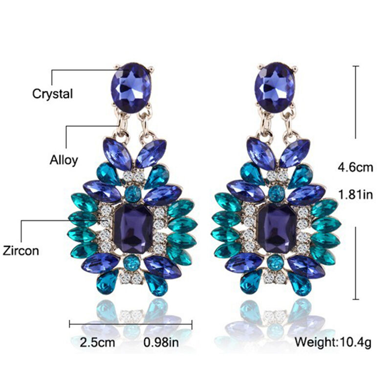 1Pair Luxury Women Crystal Rhinestone Big Dangle Drop Earrings Stud Jewelry B Qx