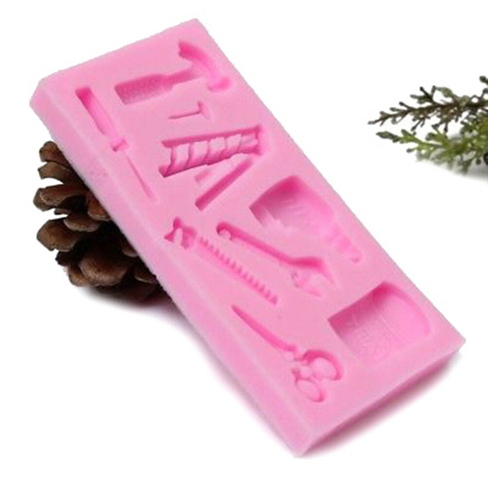 silicone cake fondant mold topper hammer spanner tools diy baking moulds US