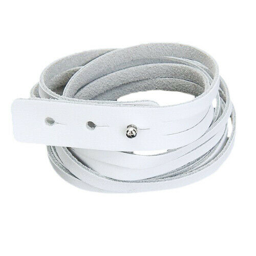 Fashion Long Oxhide Leather Strap Wrap Cuff-Bracelet-Belt -White