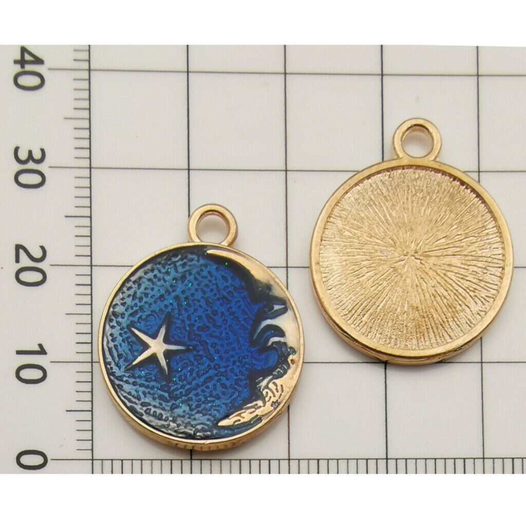 8x Golden Plated Enamel Star /Moon Charms Jewelry Making Findings DIY Crafts