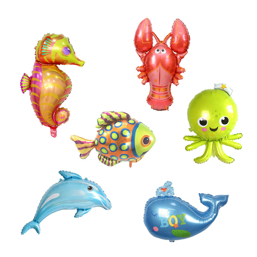 Pieces of 6 Large Sea Animal Theme Foil Helium Balloon Party Supplier