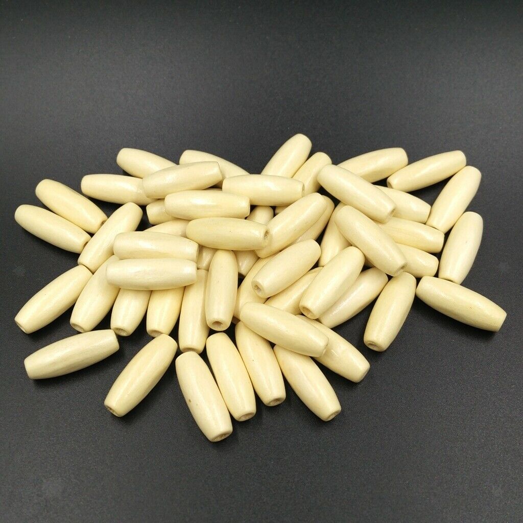 100pcs Brown and Beige Oval Wooden Boho Style Beads Jewellery Findings 23mm