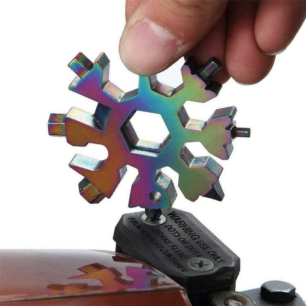 18In1 Stainless Tool MultiTool Portable Snowflake Shape Key Chain Screwdriver US