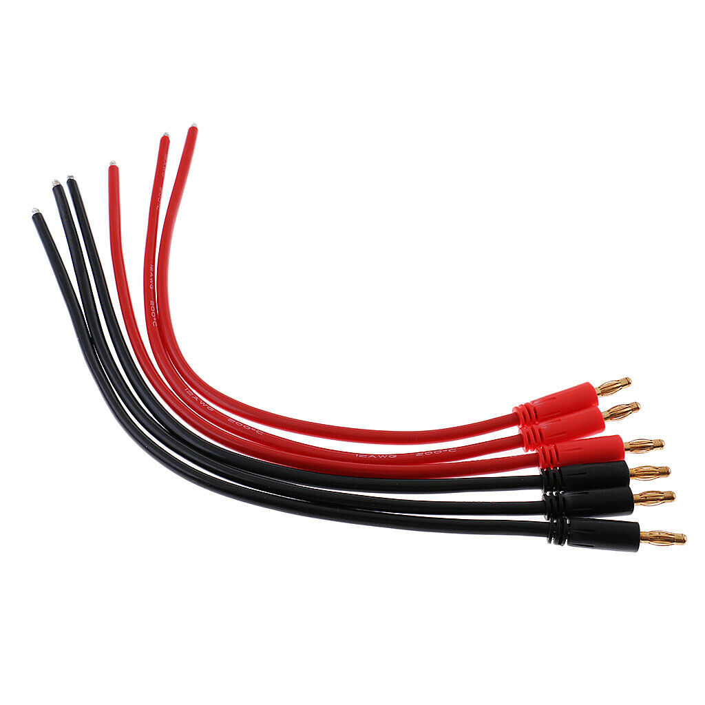Banana 4mm Bullet Charger Connectors Plug 12AWG Wire Leads for B6 Charger