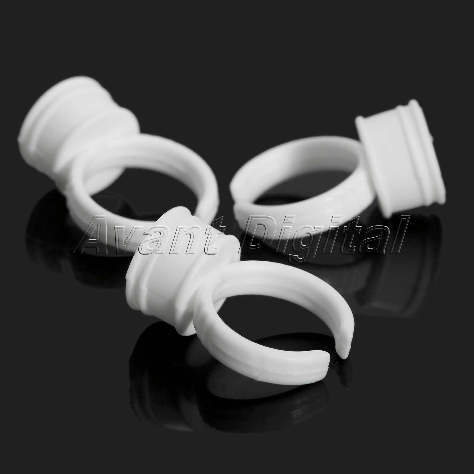 White Plastic Tattoo Permanent Makeup Eyelash Eyebrow Ink Cup Cap Finger Ring