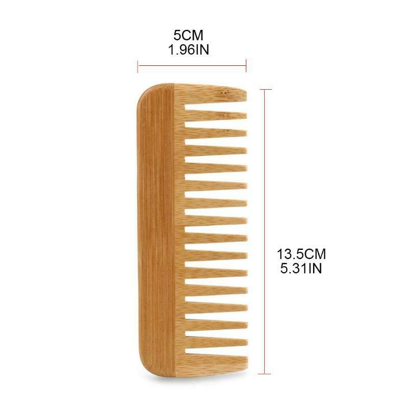 Natural Bamboo Wide Tooth Comb Detangling Anti-Static Curly Hair for Women Men