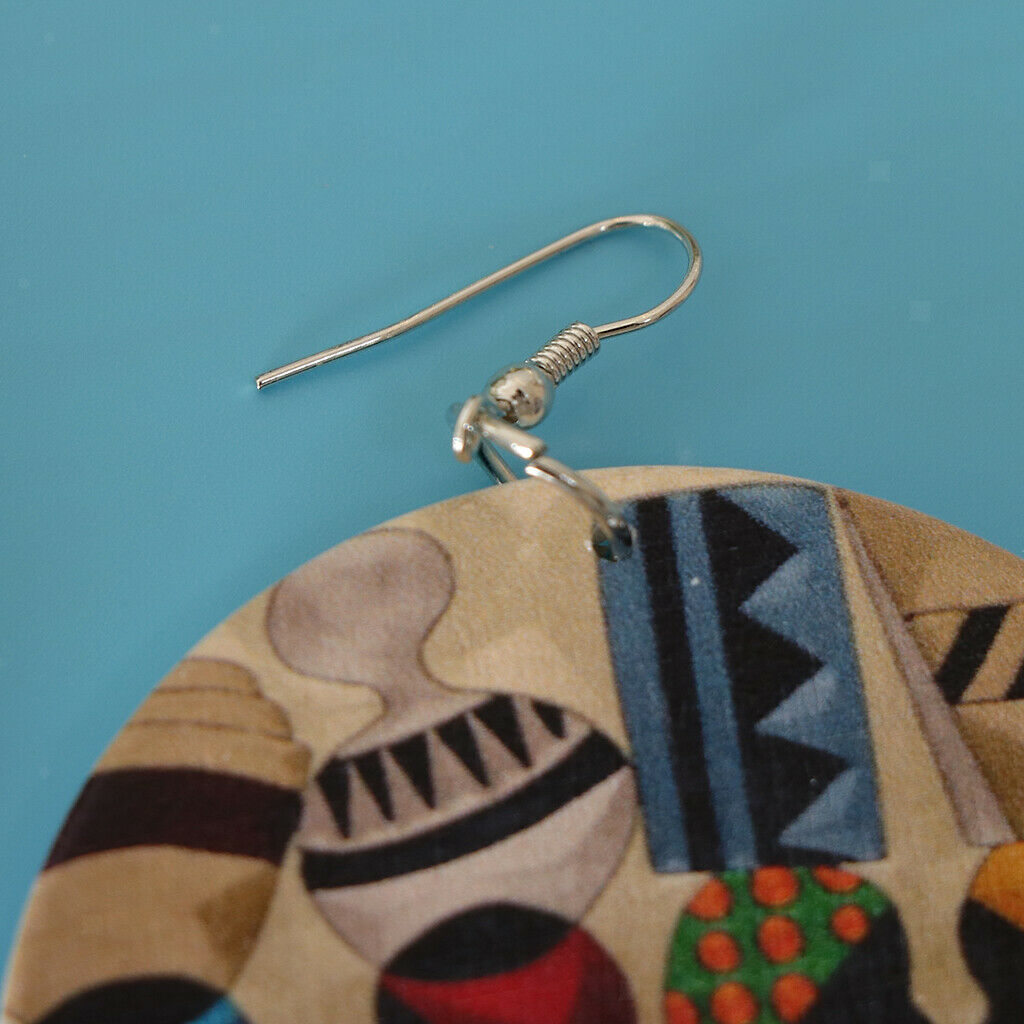 2 Pairs Personality Handmade Natural African Wooden Earrings Women Jewelry