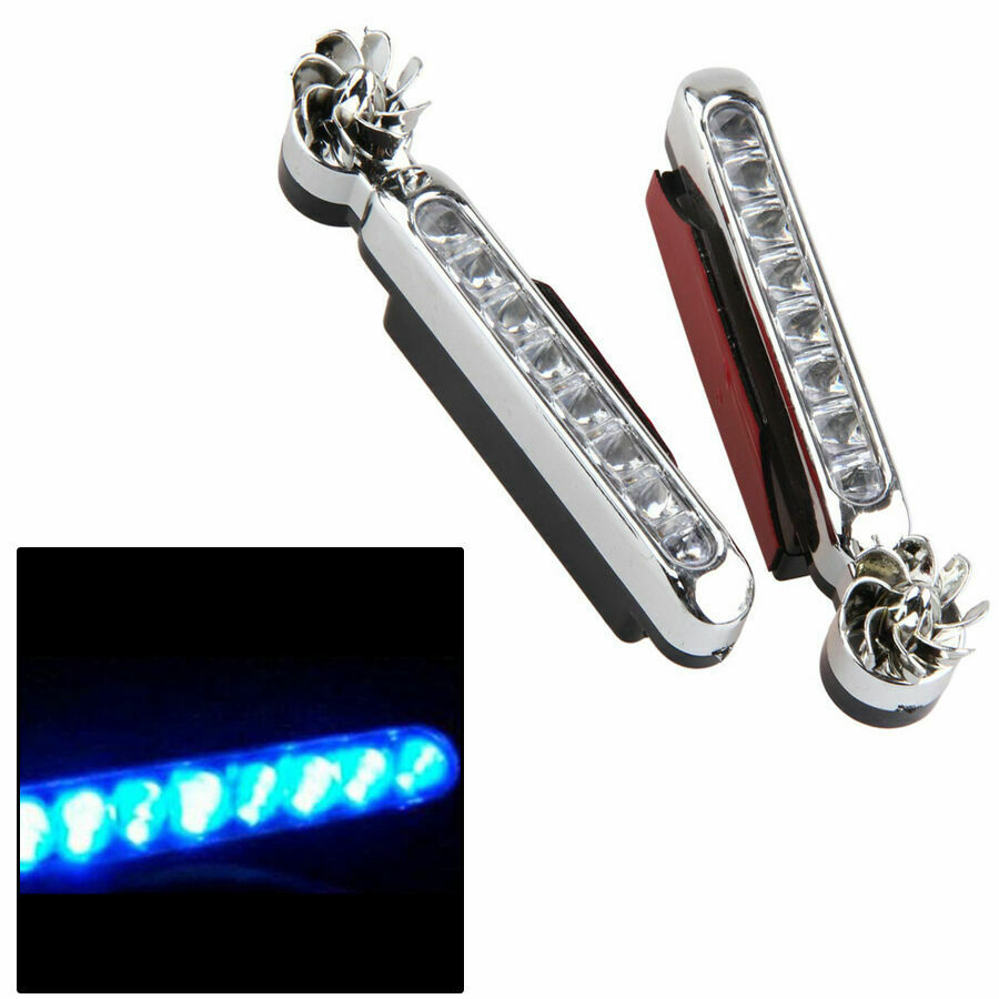 2PCS 8LED Wind Turbine Powered Car Auto Day Fog Exterior Lights Headlights Blue