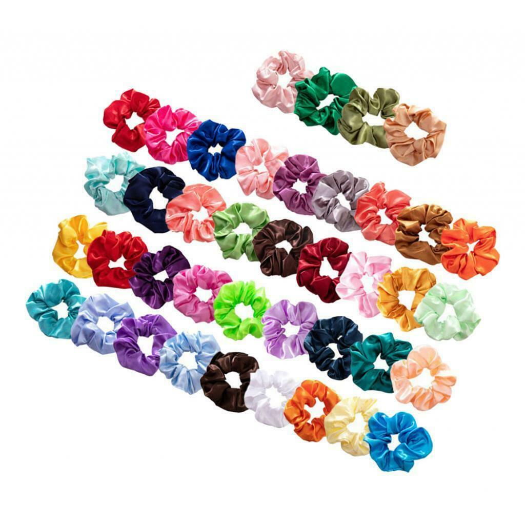Pack of 40 Women's Hair Silk Scrunchies Satin Elastic Hair Bands Ties Rope