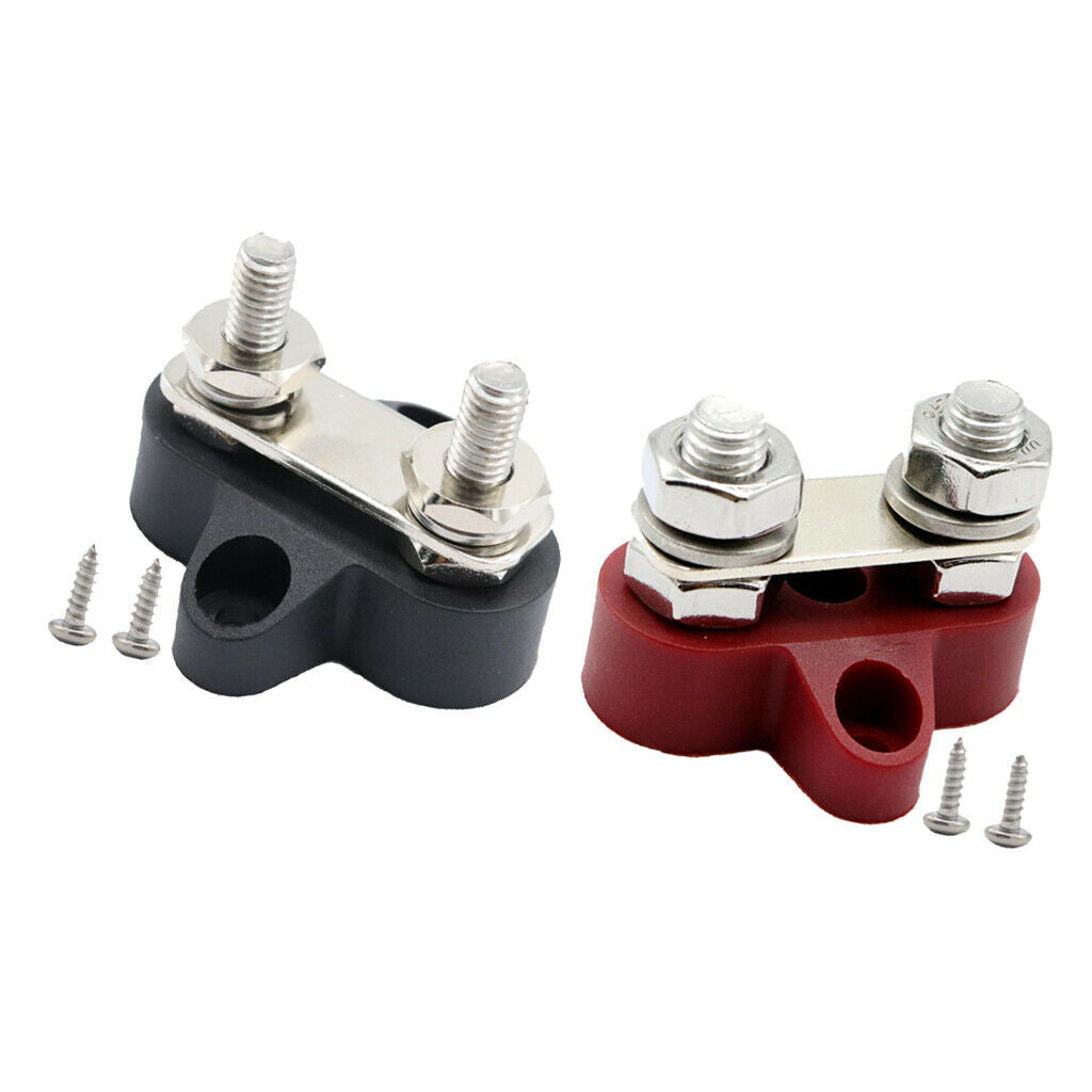 2 Pieces Car Marine Boat RV Heavy Duty M8+M6 Power Dual Terminal Studs Block