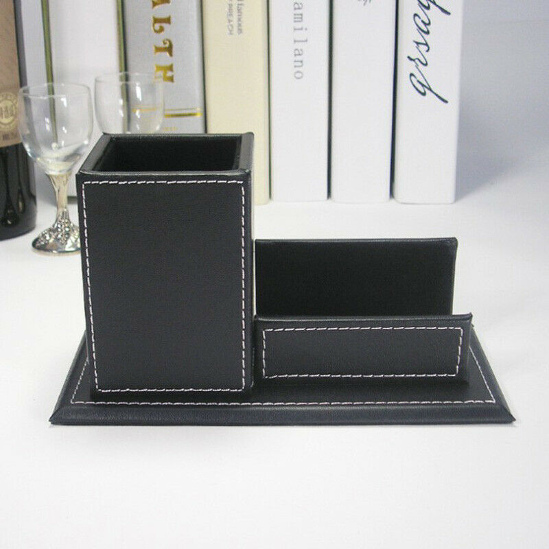 1PCS PU Leather Multi-Function Desk Stationery Organizer Storage Box Pen, PhB9G5