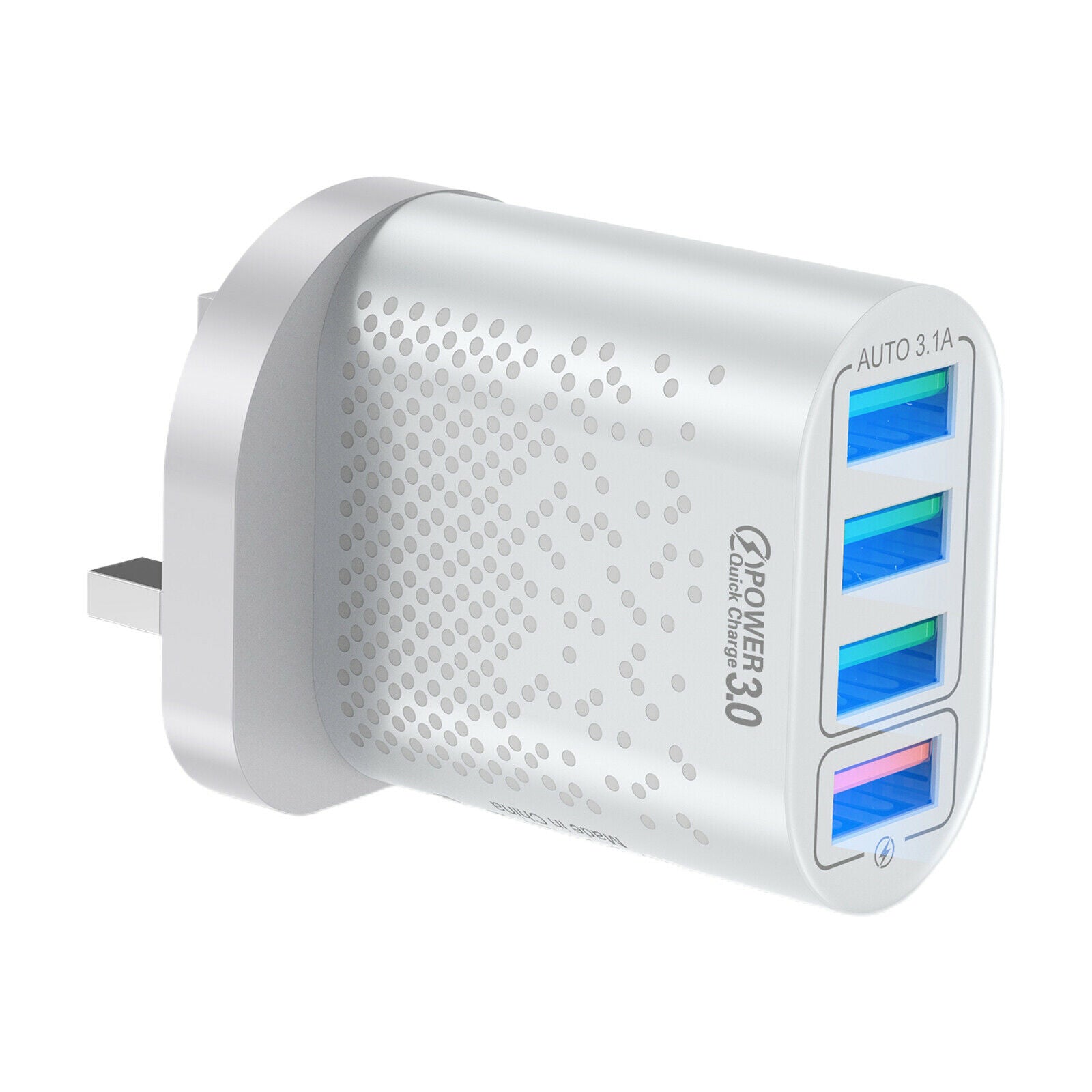 Multi Port USB Charger 4 Port Wall Adapter Hub Power Supply UK Plug White