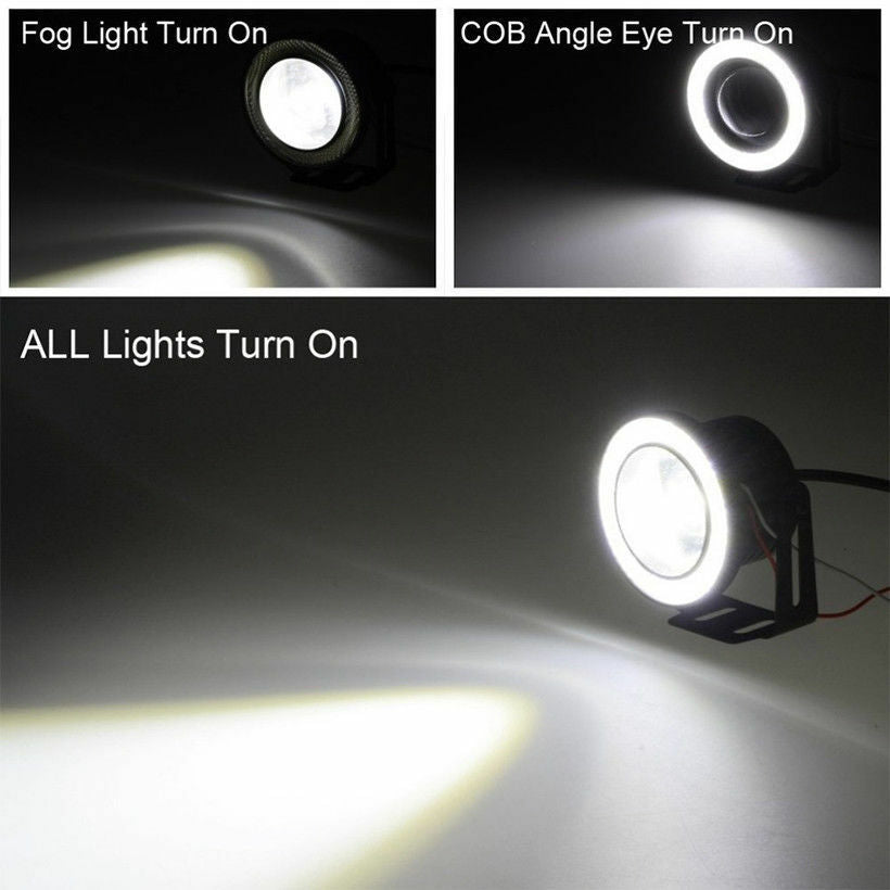 2 X 2.5" 64mm White LED COB Halo Angel Eye Rings Autos Fog Light Projector Lamps
