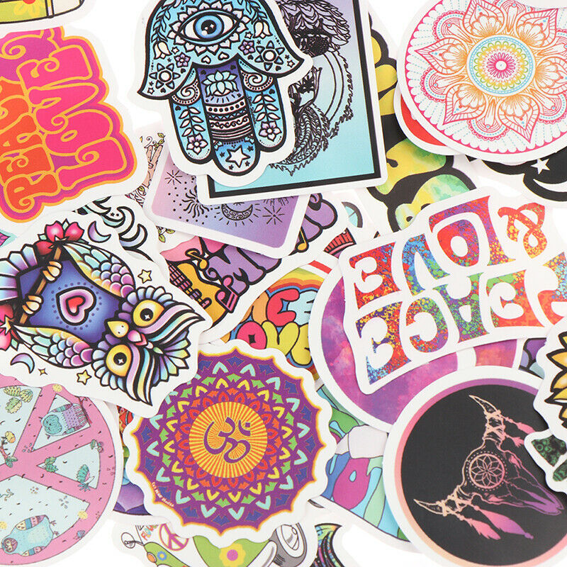 50x Retro Hippies Love And Peace Stickers For Motorcycle Luggage Skateboa.l8