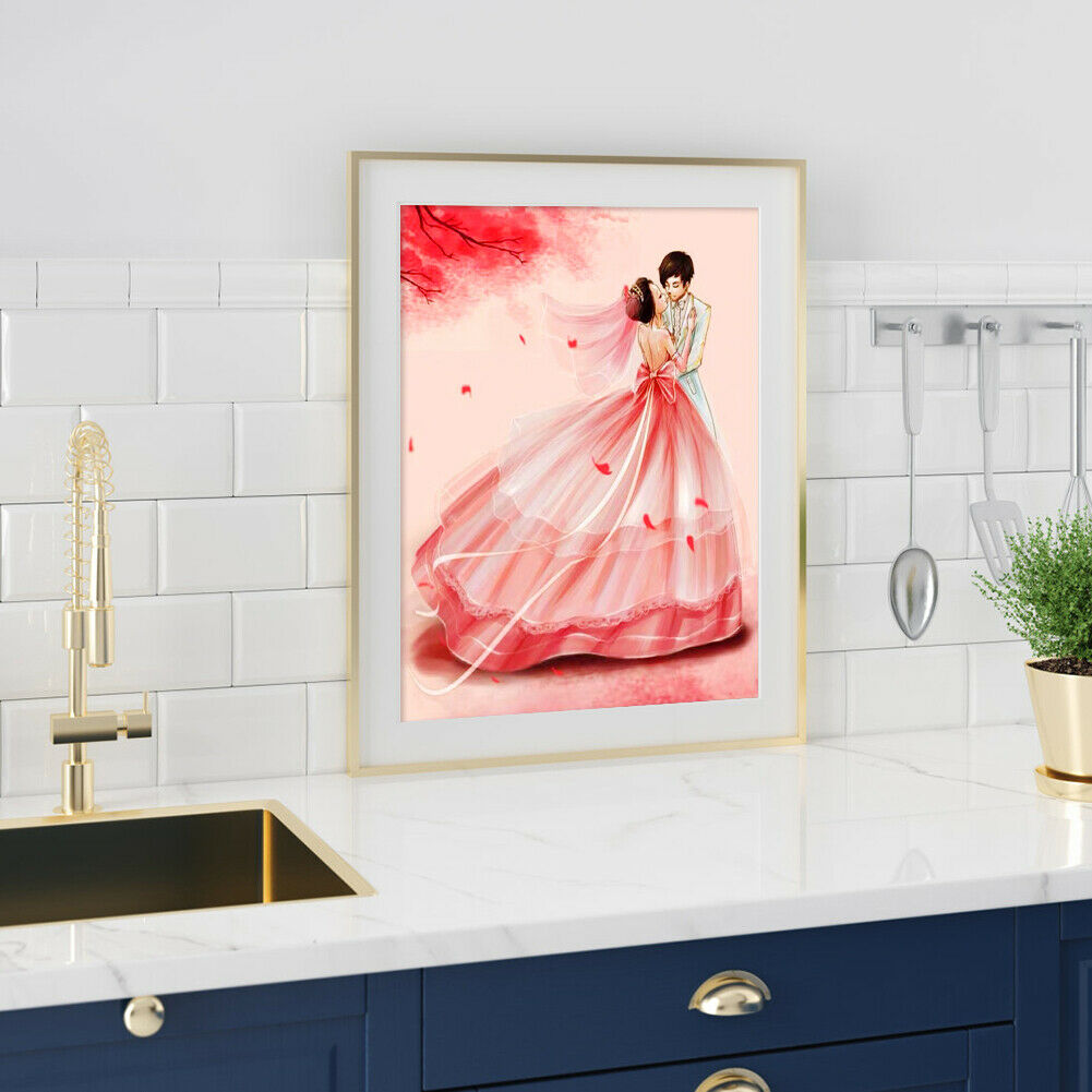 5D DIY Diamond Painting Wedding Couples Full Drill Embroidery Room Decor @