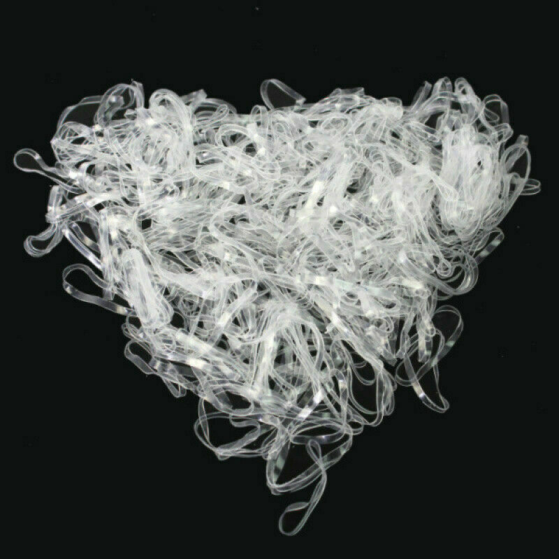 200pcs Scrunchies Tiny Clear Hair Elastic Ties Band Ponytail Holder Rubber li2o