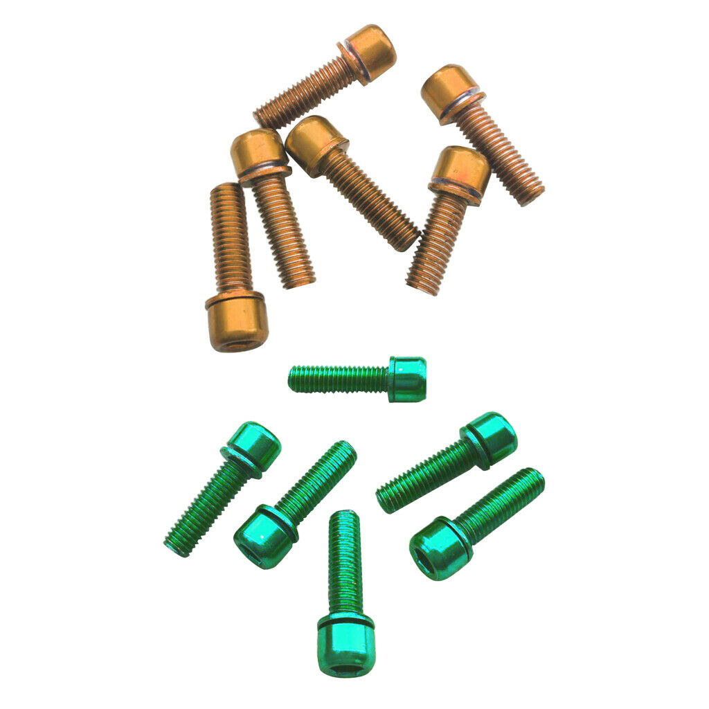 12Pcs MTB Road Bike Hex Socket Screws Bolts for Handlebar Stem Golden+Green