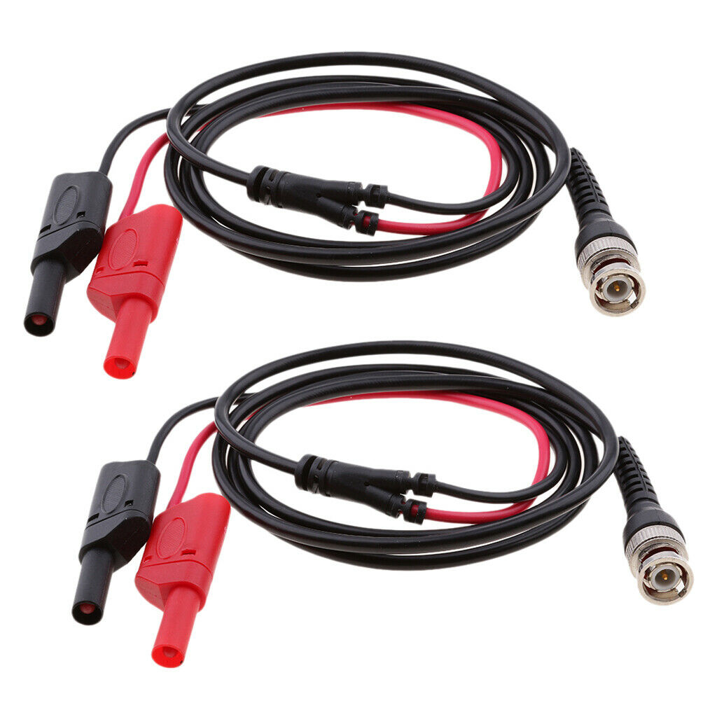 2pc BNC Q9 To Dual 4mm Stackable Shrouded Plug Test Leads Probe Cable