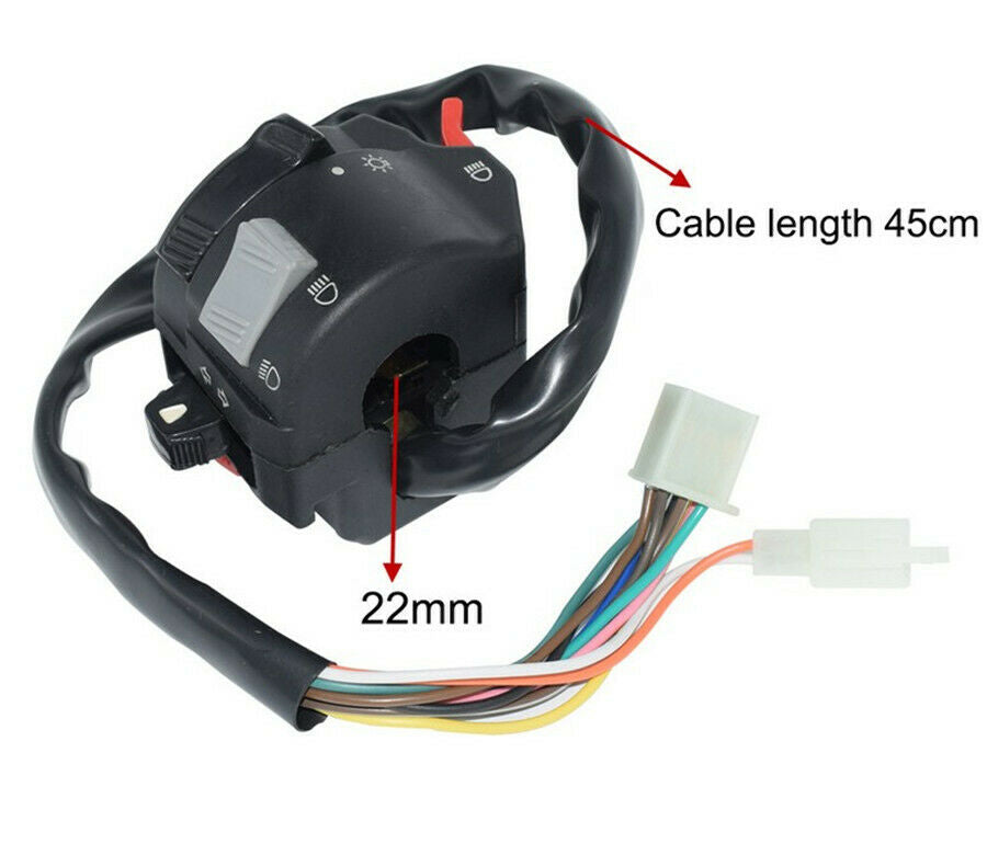 22mm Universal Motorcycle Handlebar Control Headlight Turn Signal Horn Switch