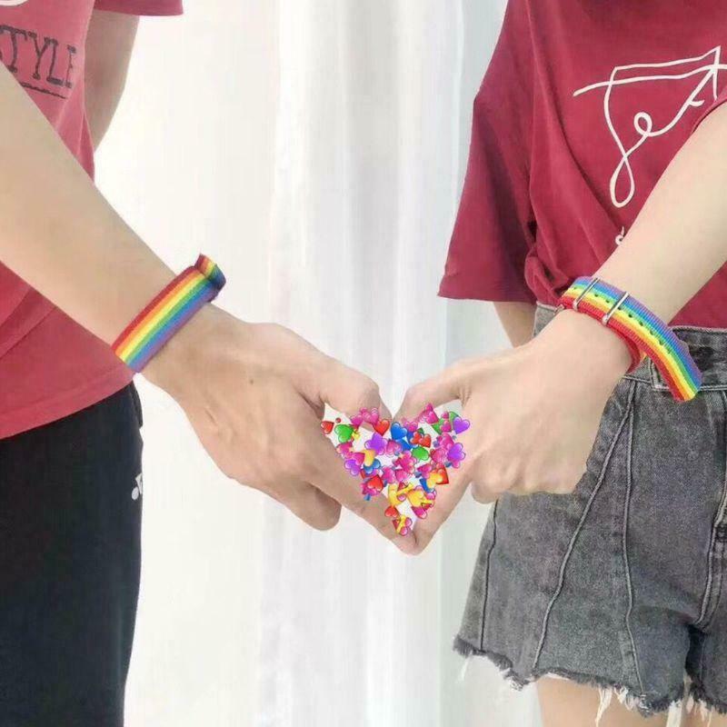 Couples Rainbow Bracelet Adjustable Women Girls Wristband Colorful Bracelets