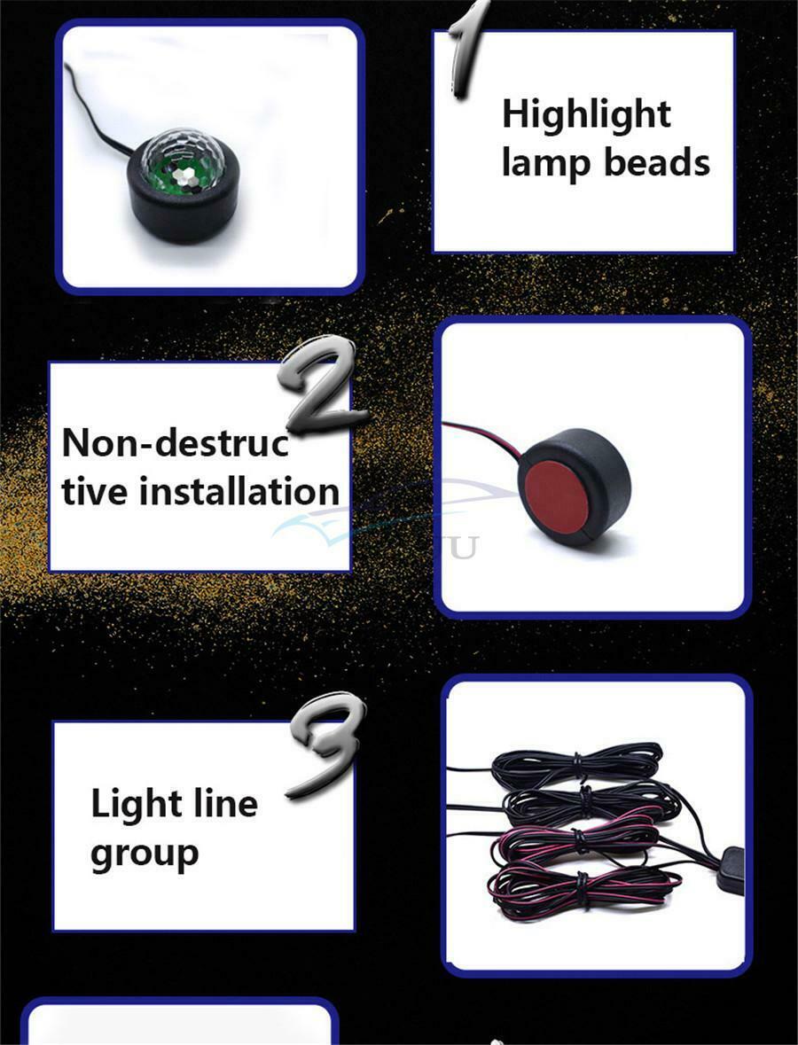 RGB Car Interior Floor LED Atmosphere Light Voice Control USB Socket Universal