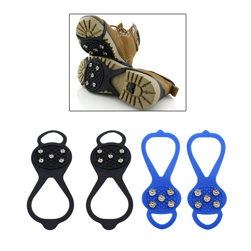 2 Pairs/Set Snow Ice Grips Crampons Snow Traction Cleats Grippers 5 Teeth
