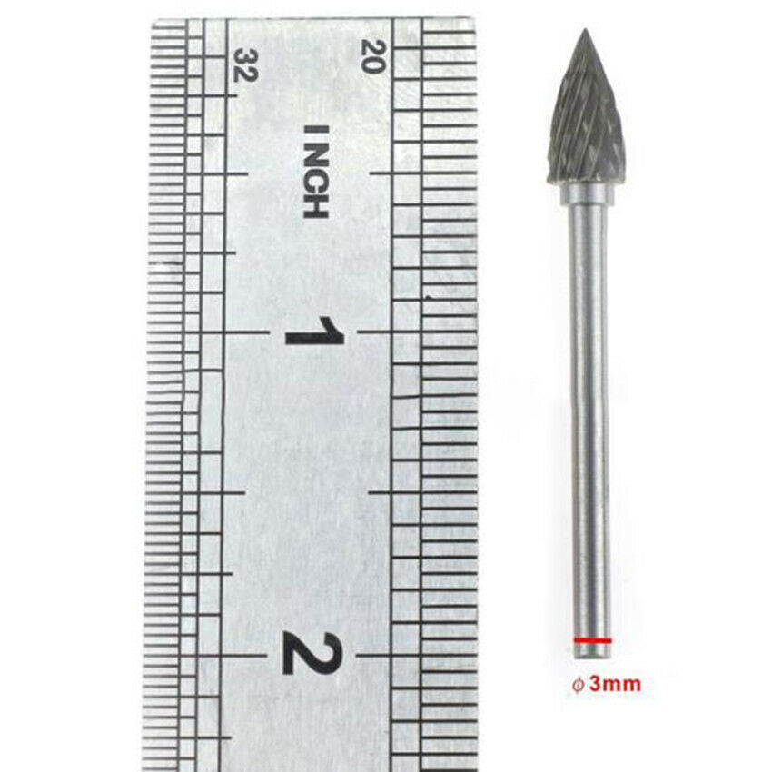 10Pcs/Set 1/8'' Shank Tungsten Carbide Metal Rotary Drill Bits Tool Cutter Files