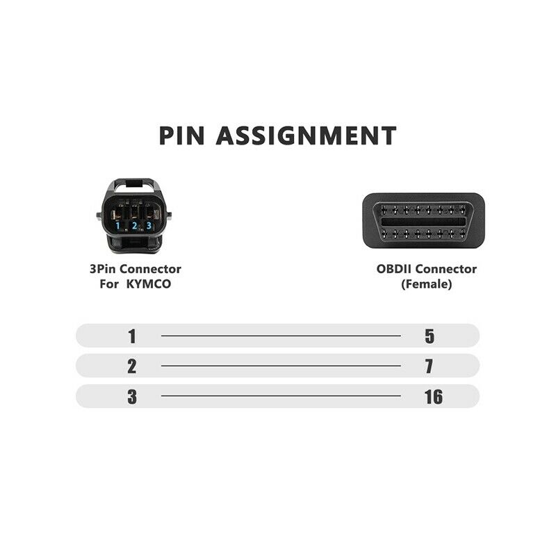 3 to 16 Pin Motorcycles OBD Adaptors OBD2 Diagnostic Cable Extension ConnectorJ6