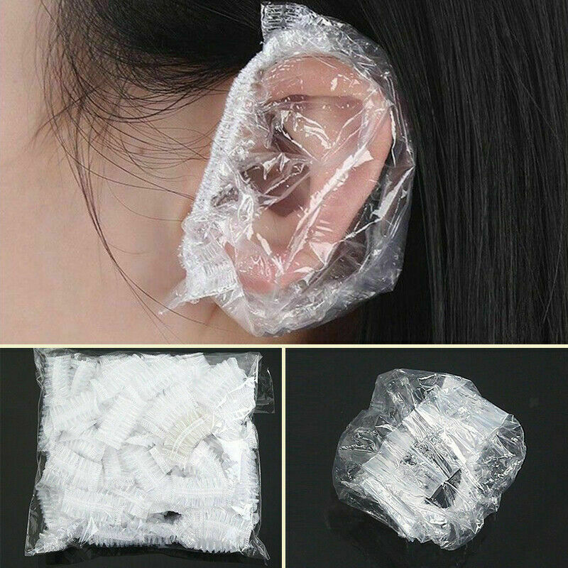 200 Clear Disposable Shower Shampoo Waterproof Ear Cover Hair Color Dye