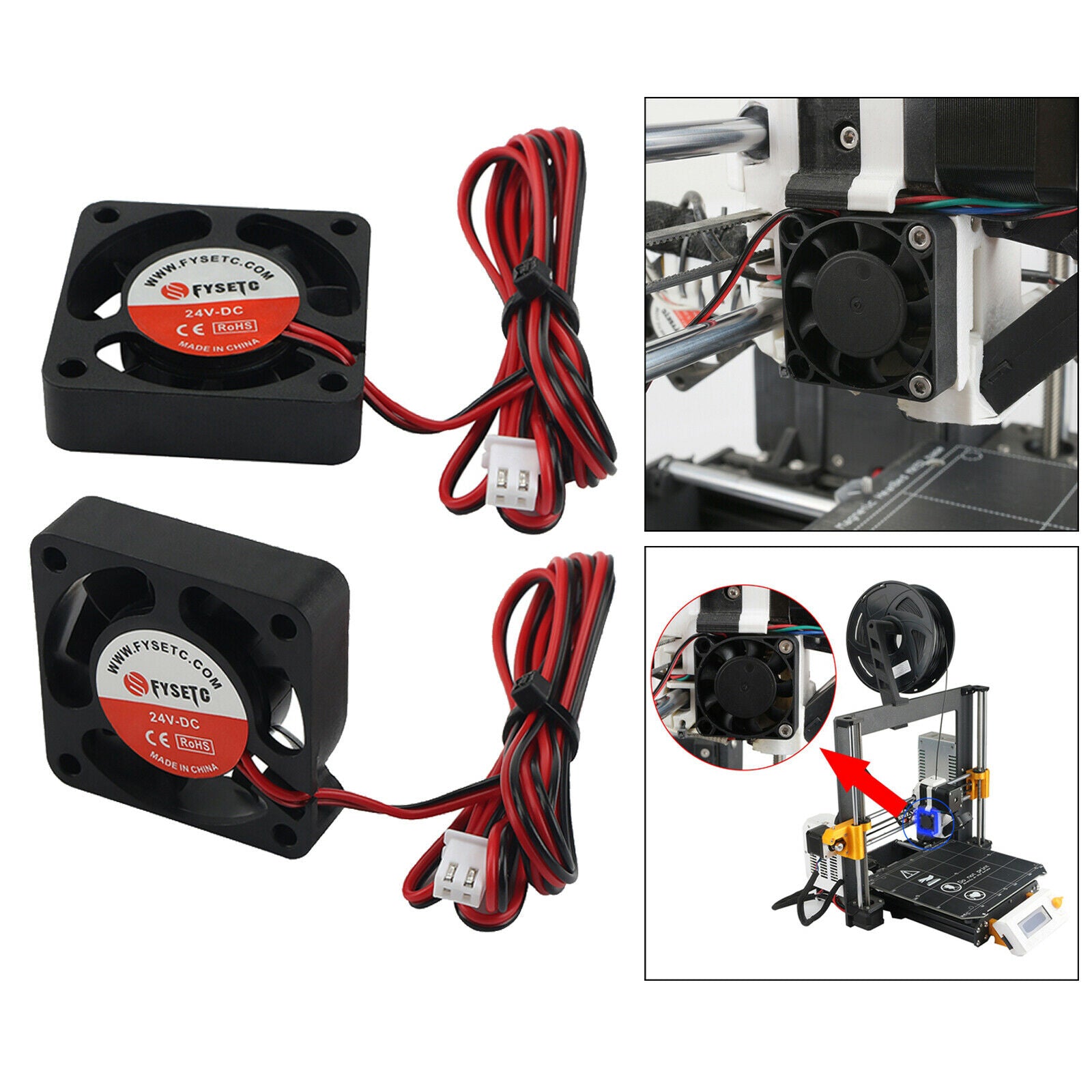 2Pcs 40mm Fan 24V 4010 0.08A Hydraulic Bearing 40x40x10mm Silent High Speed