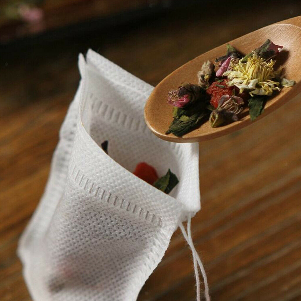 50pcs Empty Teabags String Heat Seal Filter Paper Herb Loose Tea Bag 5.5x7cm