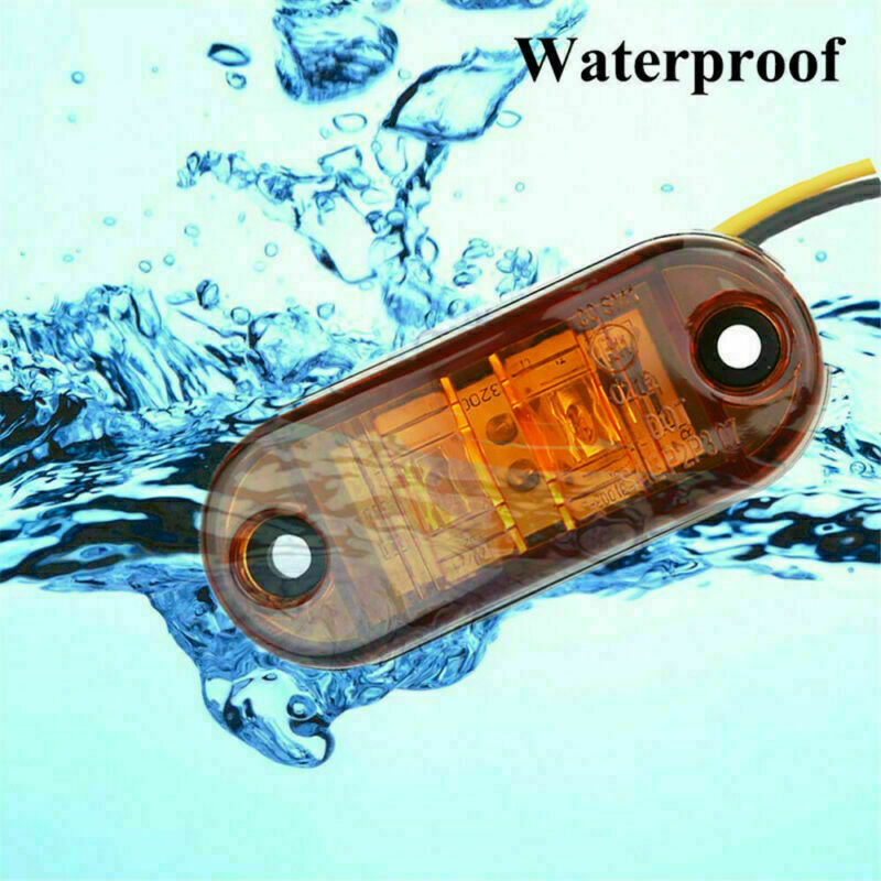 20x Amber Boat Trailer Truck lights Clearance Side Marker 2 LED Light 12V-24V