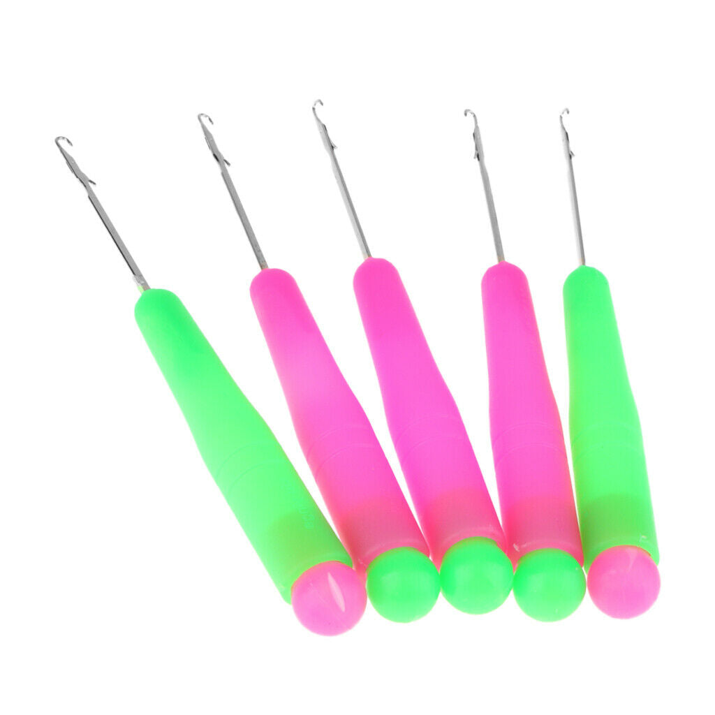 5pcs Plastic Handle Latch Hook Crochet Needle for Micro Beads Hair Extension