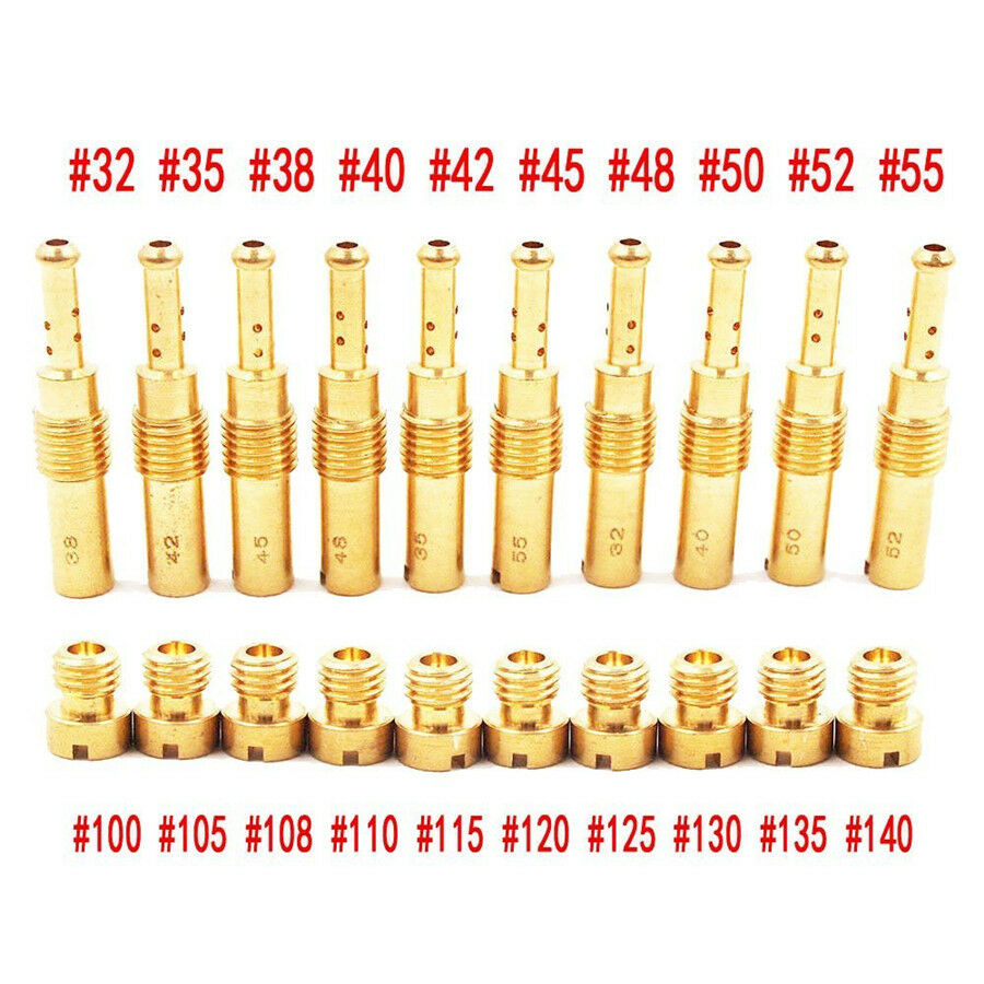 10pcs Carburetor Main Jet + 10pcs Slow/Pilot Jet for GY6 Engine