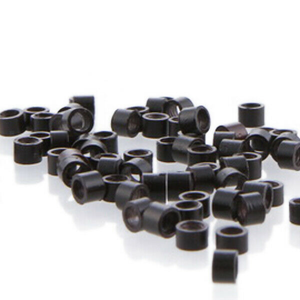 Lots 800 Plastic Micro Rings Lined Beads for Hair Extensions Tools Black