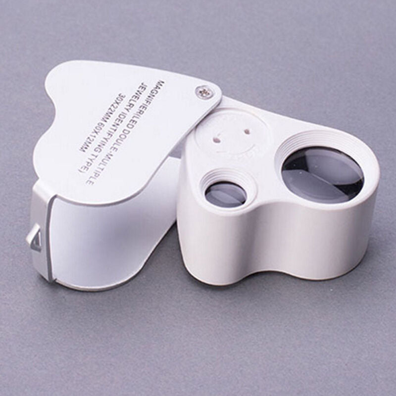 1xJewellers Eye Jewelry Lens Glass Loupe 30X&60X Magnifier Magnifying LED Lights